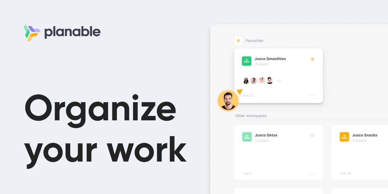 A video tile that reads Organize your work.
