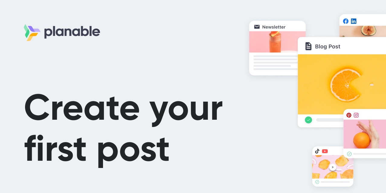 A video tile that reads Create your first post.